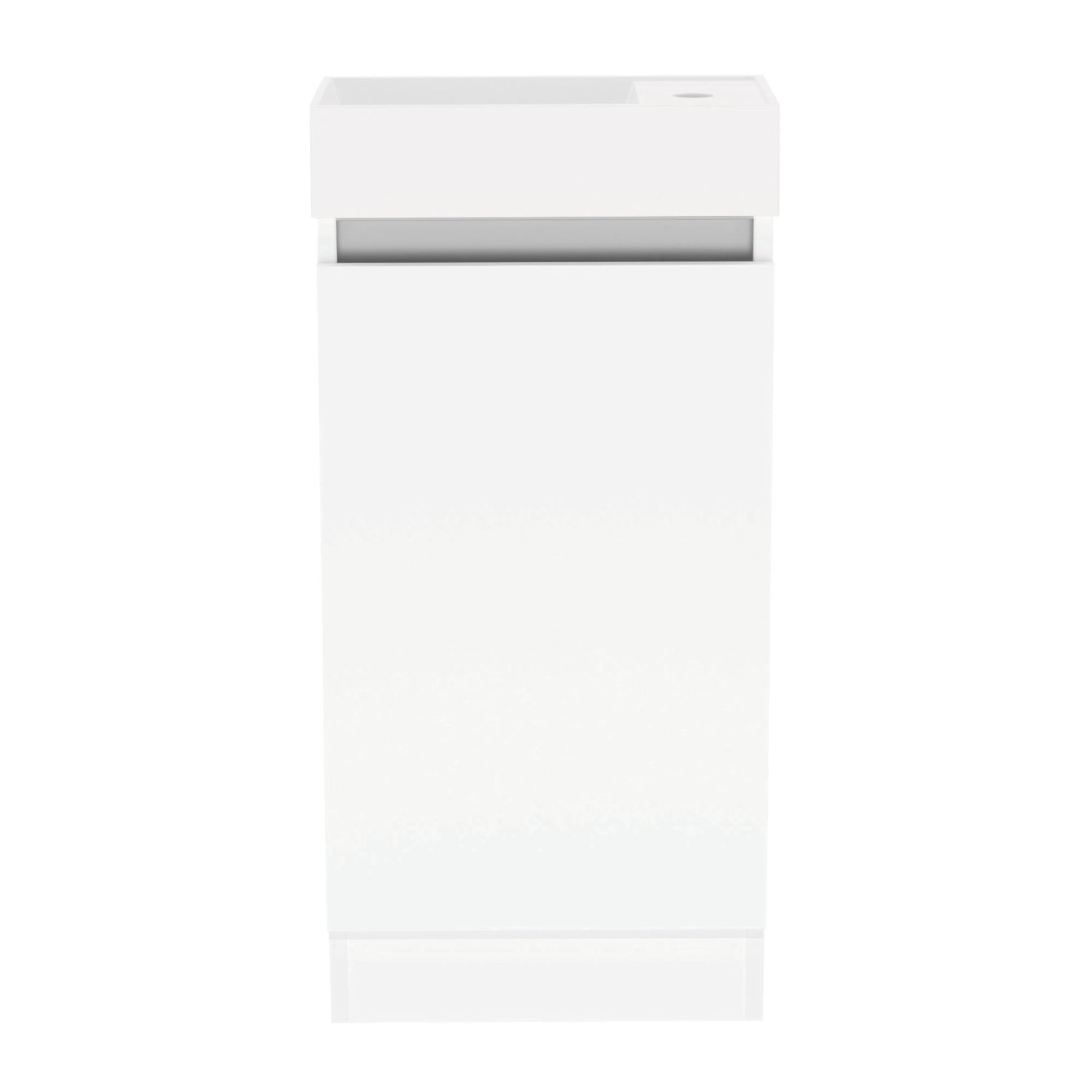 Newland Single Door Floor Standing Vanity Unit with Basin Gloss White 400mm x 220mm x 850mm (957RN)
