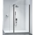 Triton Neo  Frameless Showerwall & Swivel Panel Black 1200mm x 2000mm