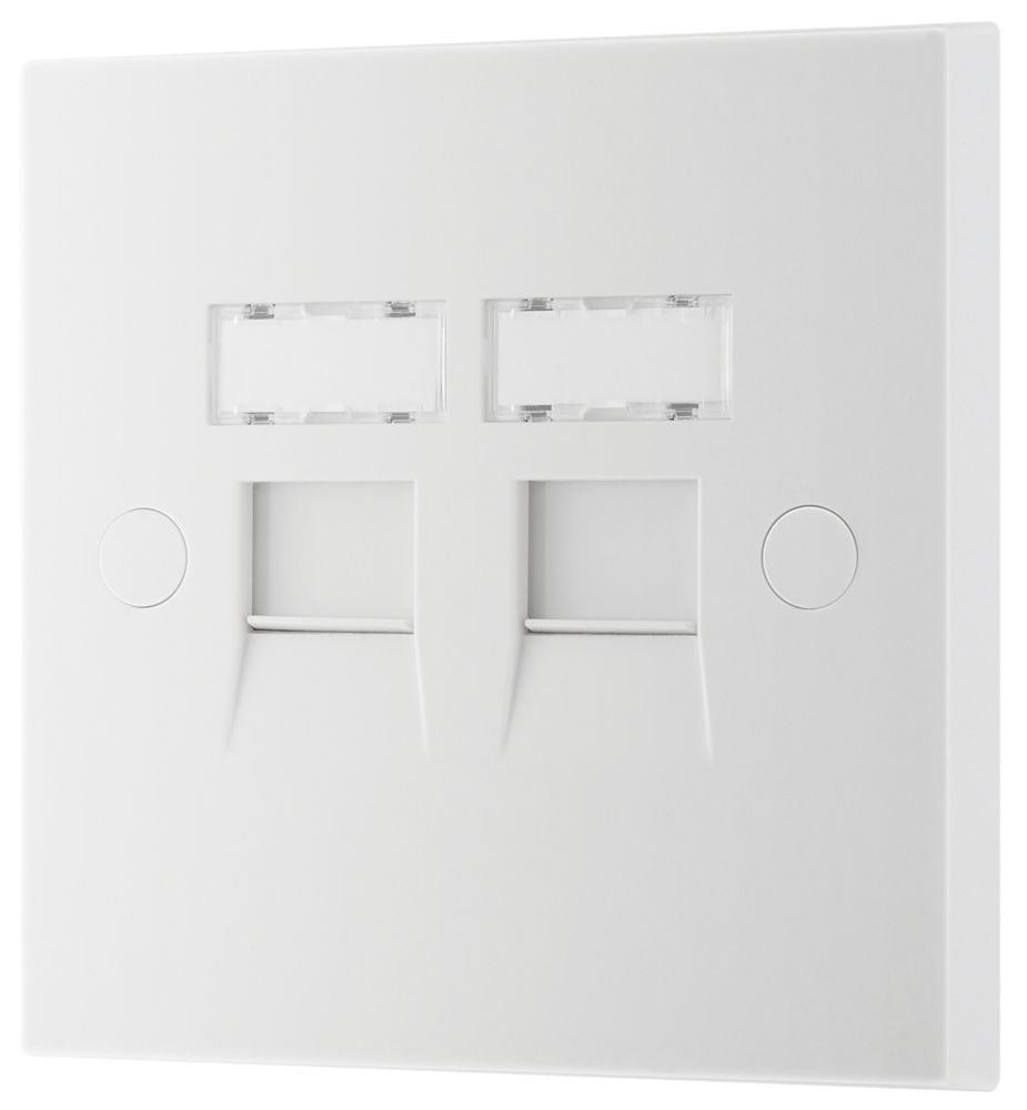 British General 900 Series 2-Gang RJ45 White with White Inserts - Screwfix