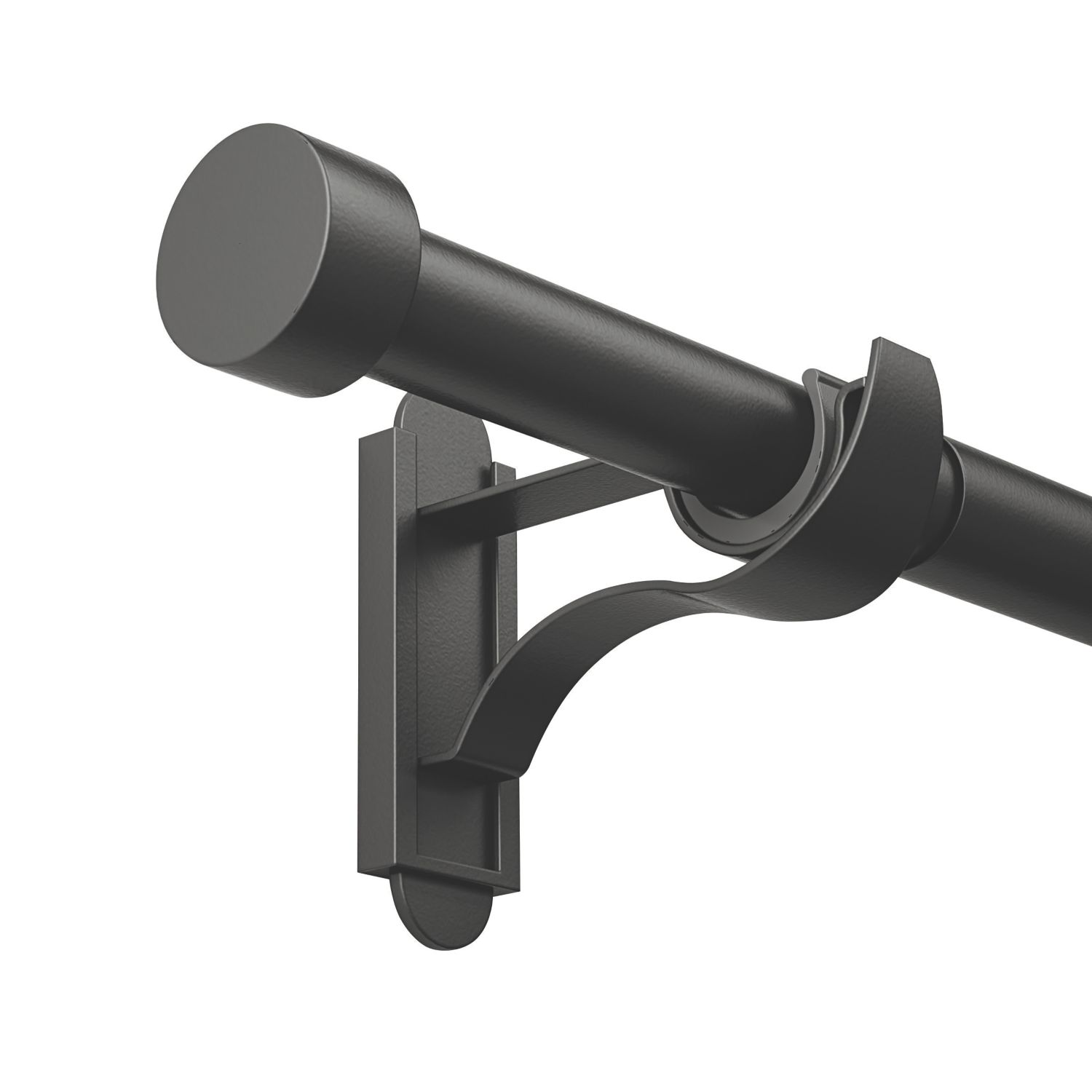 Rothley Matt Black Extendable Curtain Pole w/ Stud Finials 28mm x 125-216cm (957YU)
