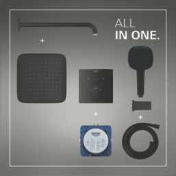 Grohe Precision 250 Cube HP Rear-Fed Concealed Matt Black Thermostatic Shower System