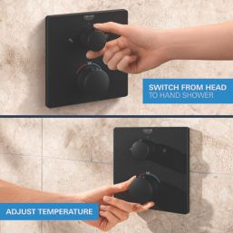 Grohe Precision 250 Cube HP Rear-Fed Concealed Matt Black Thermostatic Shower System