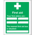 "Your First Aider" Notice Sign 400mm x 300mm