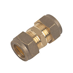 Flomasta  Brass Compression Equal Couplers 15mm 2 Pack