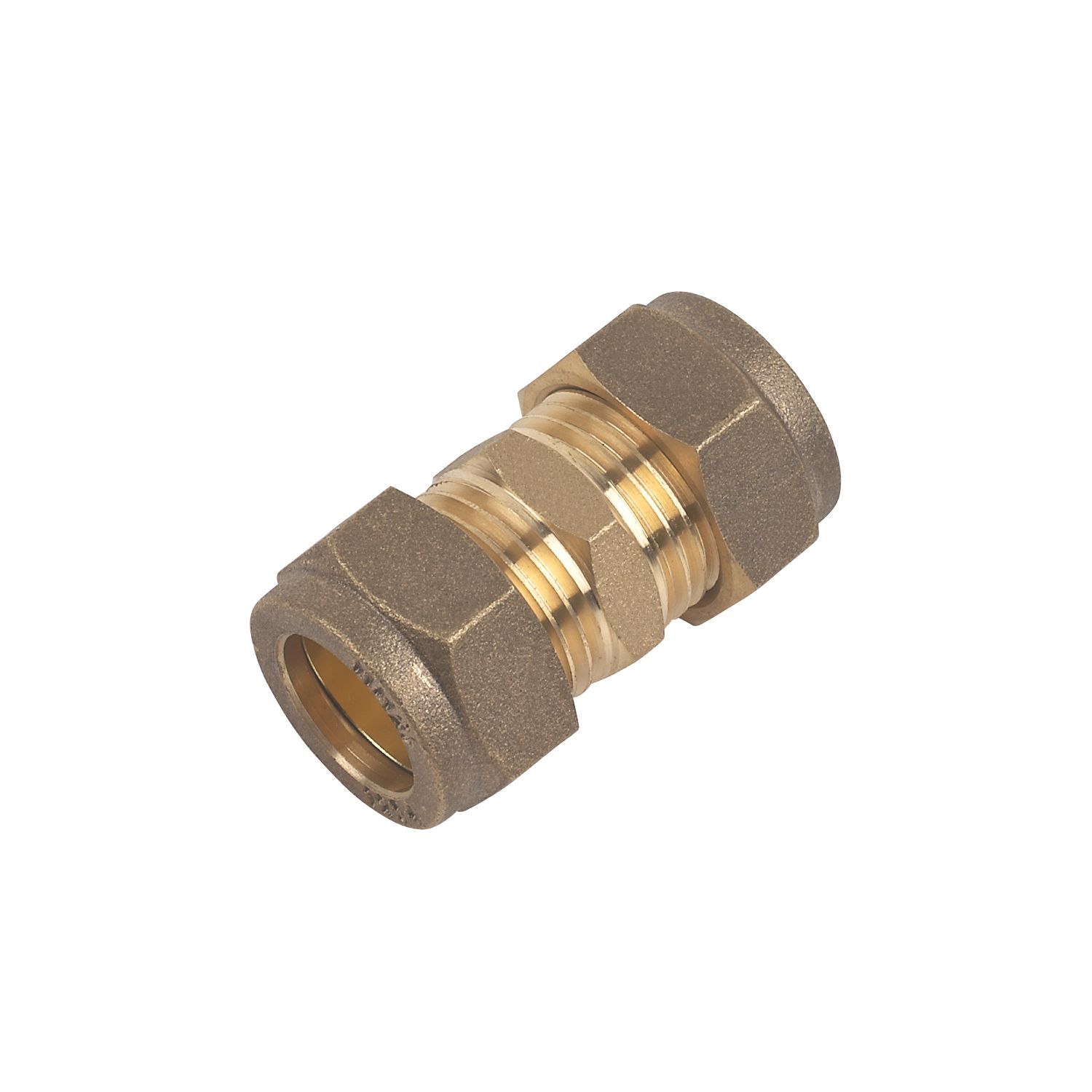 Flomasta Brass Compression Equal Couplers 15mm 2 Pack (95828)