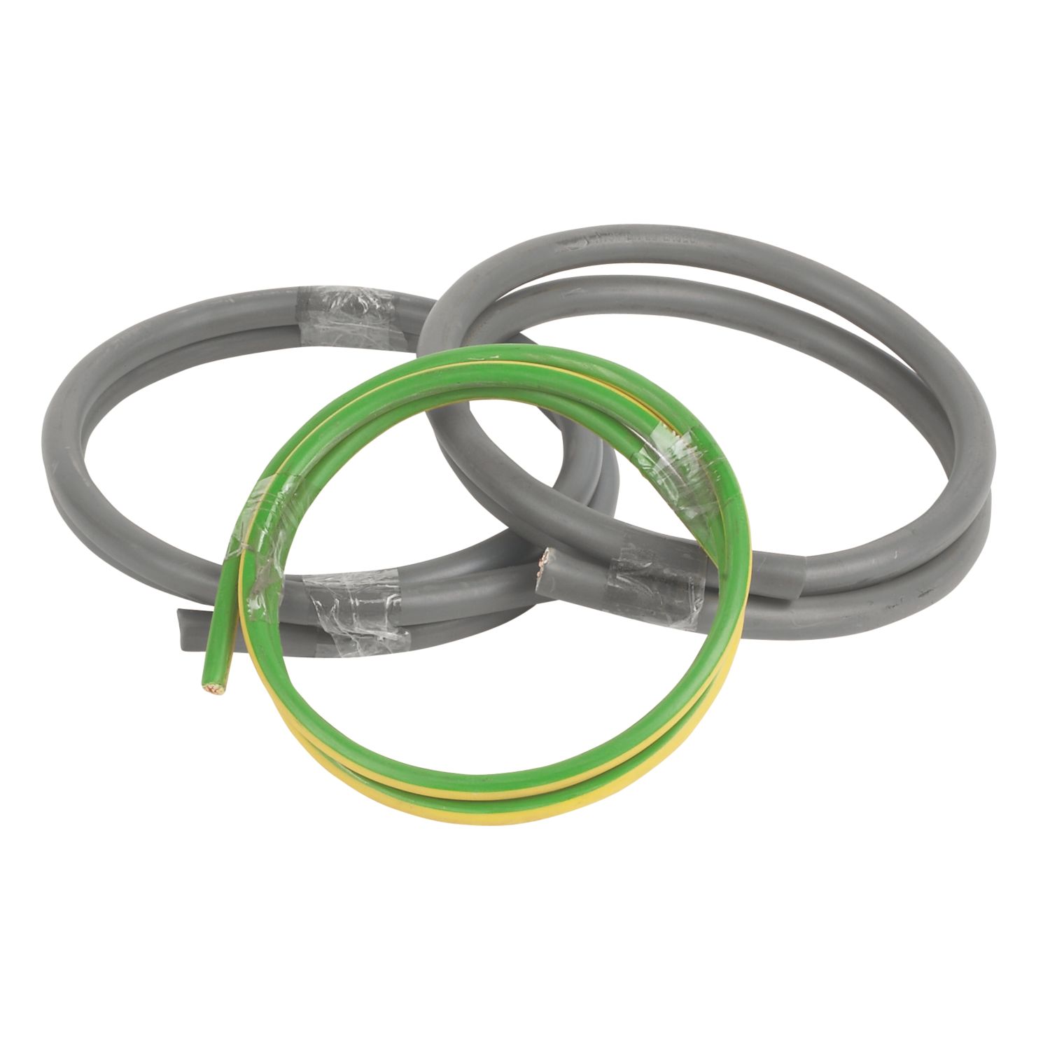 Prysmian 6181Y & 6491X Grey & Green/Yellow 1-Core 25mm² Meter Tails Cable 1m Coil 3 Pack (95832)