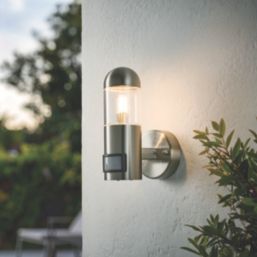 Sigma Outdoor LED Wall Light With PIR Sensor Brushed Stainless Steel 2.3W 200lm