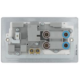 LAP  45A 2-Gang DP Cooker Switch & 13A DP Switched Socket Polished Chrome with LED with White Inserts