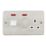 Hager Sollysta WRCC50NBSW 45A 1-Gang 2P+E Control Switch Brushed Steel with LED with White Inserts