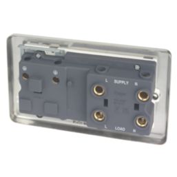 Hager Sollysta WRCC50NBSW 45A 1-Gang 2P+E Control Switch Brushed Steel with LED with White Inserts
