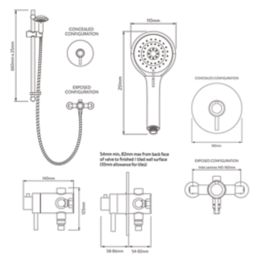 Aqualisa Sierra Rear-Fed Concealed/Exposed Chrome Thermostatic Concentric Shower
