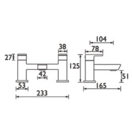 Bristan Cobalt Chrome 125mm Deck Mounted Lever 2 Tap Holes Bath Mixer Tap