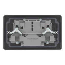LAP  13A 2-Gang SP Switched Socket + 2.4A 12W 2-Outlet Type A & C USB Charger Matt Black with Colour-Matched Inserts