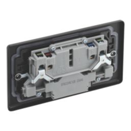 LAP  13A 2-Gang SP Switched Socket + 2.4A 12W 2-Outlet Type A & C USB Charger Matt Black with Colour-Matched Inserts