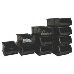 Barton TC4 Semi-Open-Fronted Recycled Storage Containers 9.1Ltr Black 10 Pack