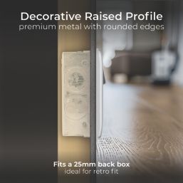 British General Nexus Metal 13A 1-Gang SP Switched Power Socket Brushed Steel  with White Inserts