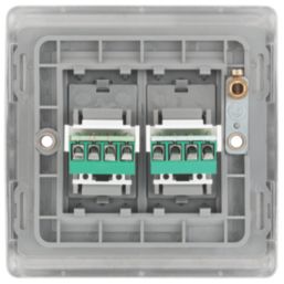 British General Nexus Metal 2-Gang Double RJ11 Telephone / Data Socket Brushed Steel