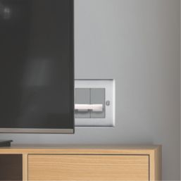 British General Nexus Metal 2-Gang Double RJ11 Telephone / Data Socket Brushed Steel