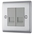 British General Nexus Metal 2-Gang Double RJ11 Telephone / Data Socket Brushed Steel