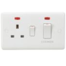 Knightsbridge Curved Edge 45A 2-Gang DP Cooker Switch & 13A DP Switched Socket White with Neon