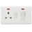 Knightsbridge Curved Edge 45A 2-Gang DP Cooker Switch & 13A DP Switched Socket White with Neon