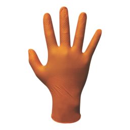 Site SDG310 Nitrile Powder-Free Disposable Grip Gloves Orange Small 50 Pack