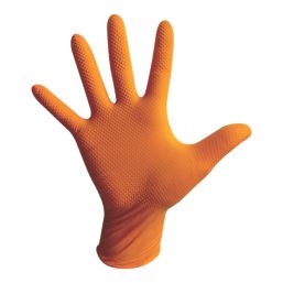 Site SDG310 Nitrile Powder-Free Disposable Grip Gloves Orange Small 50 Pack