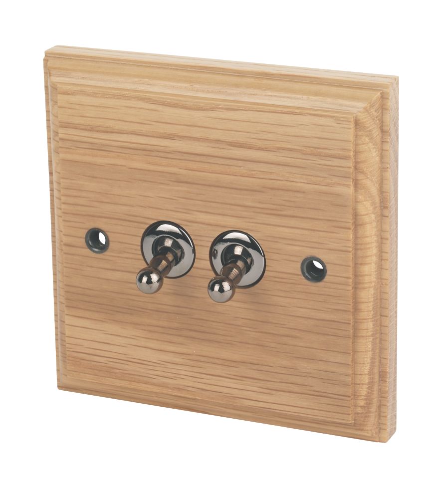 Varilight  10AX 2-Gang 2-Way Toggle Switch  Classic Oak