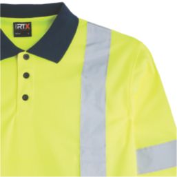 Pro RTX High Visibilty  Long Sleeve Polo Shirt Yellow Small 36" Chest