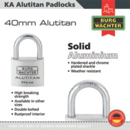 Burg-Wachter  Keyed Alike    Padlocks Aluminium 40mm 10 Pack