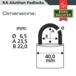 Burg-Wachter  Keyed Alike    Padlocks Aluminium 40mm 10 Pack