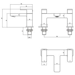 Highlife Bathrooms Fife Matt Black 127mm Deck Mounted Lever 2 Tap Holes Bath Mixer Tap