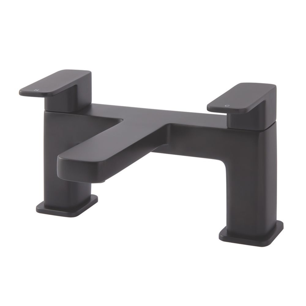 Highlife Bathrooms Fife Matt Black 127mm Deck Mounted Lever 2 Tap Holes ...
