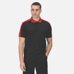 Regatta Contrast Coolweave Polo Shirt Black/Classic Red X Large 49" Chest