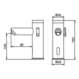 Infratap Dee Polished Chrome  160mm Sensor Mono Basin Mixer Tap
