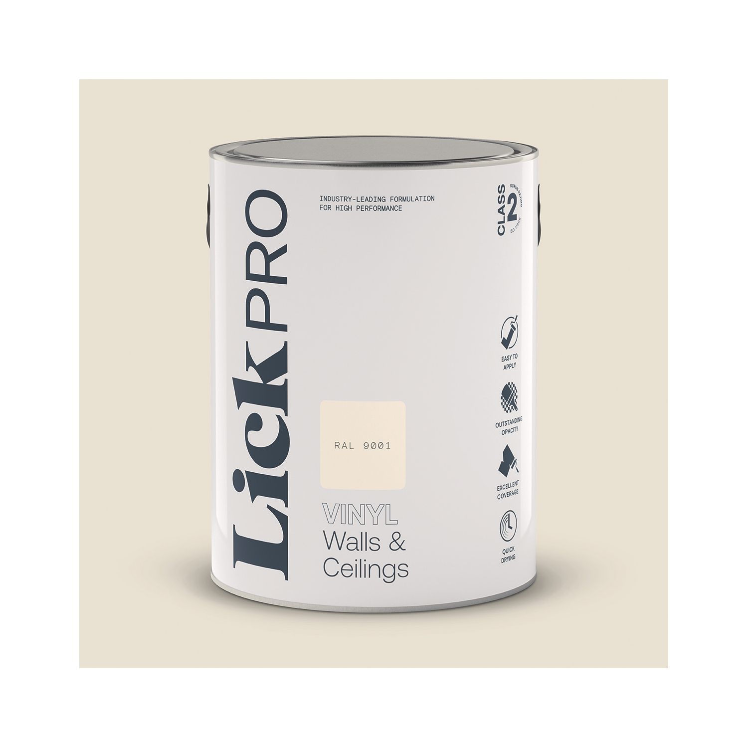 LickPro 5Ltr White RAL 9001 Vinyl Matt Emulsion Paint (959TM)