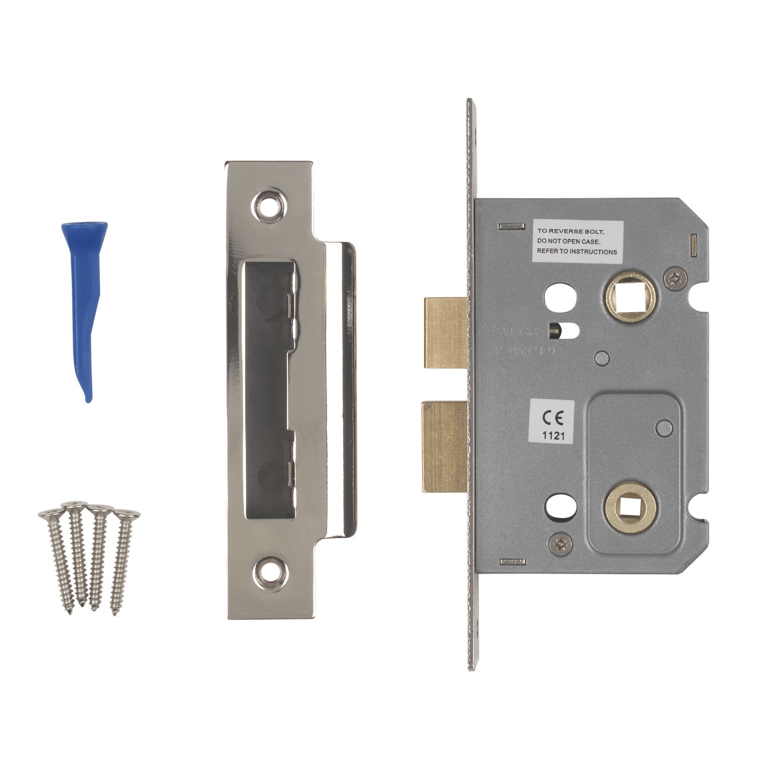 Smith & Locke Fire Rated Polished Chrome Bathroom Mortice Lock 65mm Case - 44mm Backset (9600G)