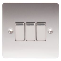 LAP  10AX 3-Gang 2-Way Light Switch  Brushed Stainless Steel