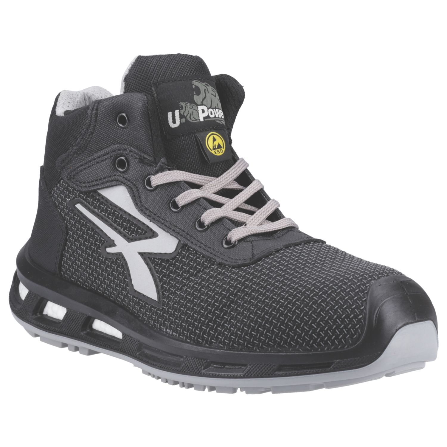U-Power Stego Redlion Size 9 Black Water-Resistant Safety Trainer Boots (960AY)