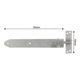 Smith & Locke Silver Straight Tee Hook & Band Hinges 40mm x 350mm x 50mm 2 Pack