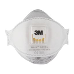 3M 9322+ Aura Cool Flow Comfort Disposable Valved Masks P2 10 Pack