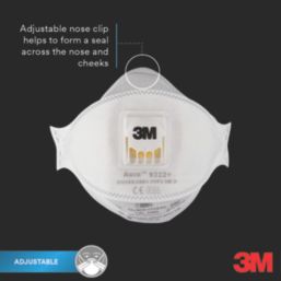 3M 9322+ Aura Cool Flow Comfort Disposable Valved Masks P2 10 Pack