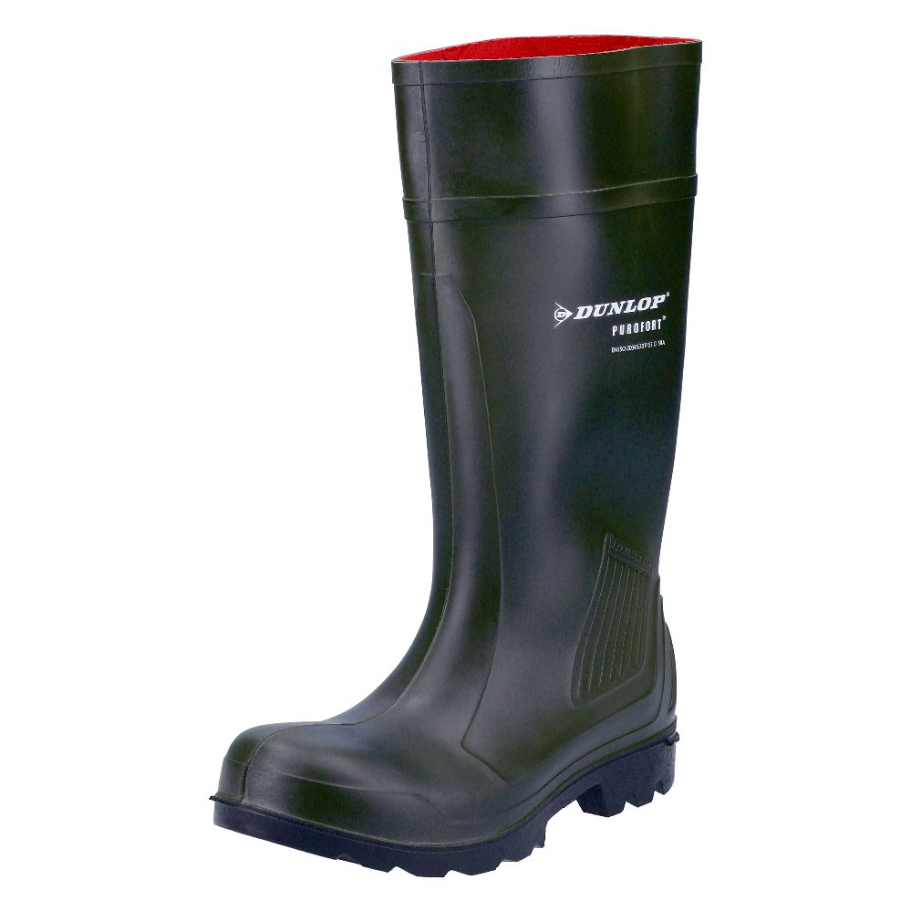 Dunlop Purofort Professional Size 8 Green Steel Toe Cap Safety Wellies Screwfix