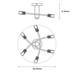 Quay Design Olivia LED 6-Light Semi-Flush Ceiling Light Chrome 12W 200lm