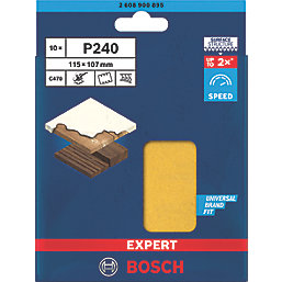 Bosch Expert C470 240 Grit 6-Hole Punched Multi-Material Sanding Sheets 115mm x 107mm 10 Pack