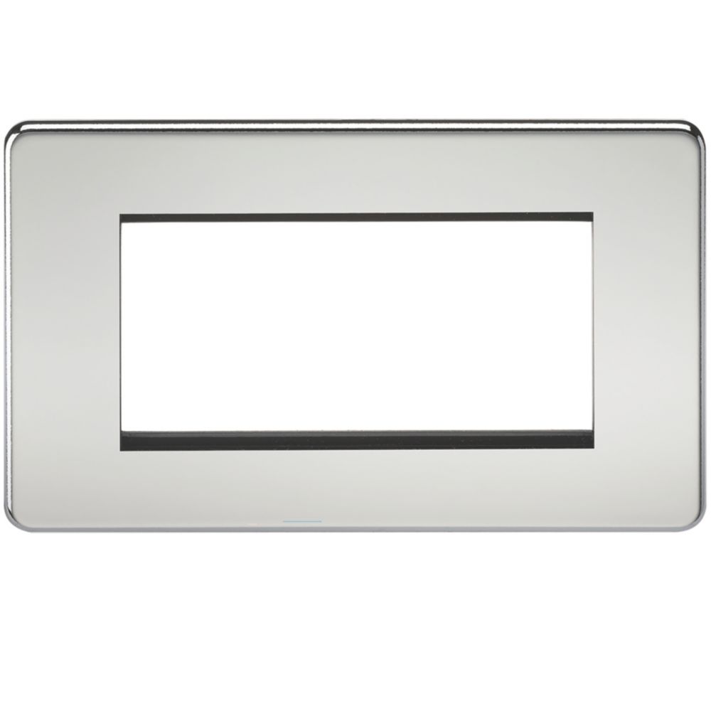 Knightsbridge Screwless 4-Module Modular Faceplate Polished Chrome ...