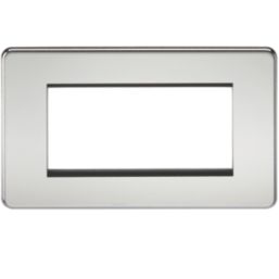 Knightsbridge Screwless 4-Module Modular Faceplate Polished Chrome