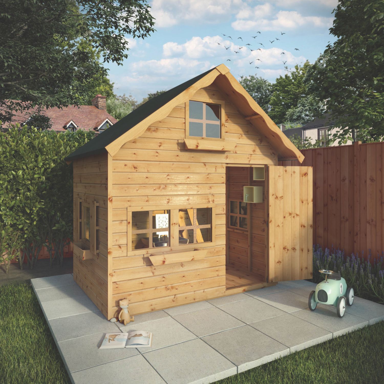Mercia Double Storey Swiss Cottage 7' 6" x 6' (Nominal) Timber Playhouse (960YL)