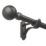 Rothley Matt Black Extendable Curtain Pole w/ Orb Finials 28mm x 71-120cm
