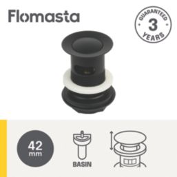 Flomasta Slotted Pop Up Small Basin Waste Matt Black 66mm
